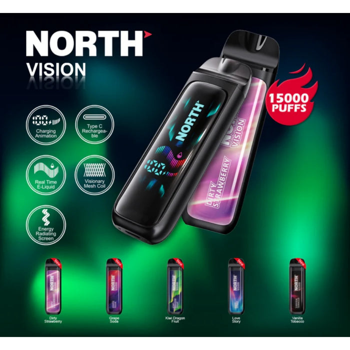 North Vision 15K Puffs -15ML - Disposable - Energy Radiating Screen - (5 PK)