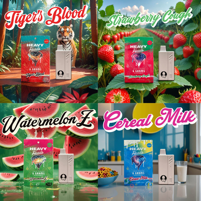 Heavy Heads - ALL FLAVORS - THCA 6 Gram Liquid Diamonds Disposable (5 Pack) - *Not for Sale in MN*