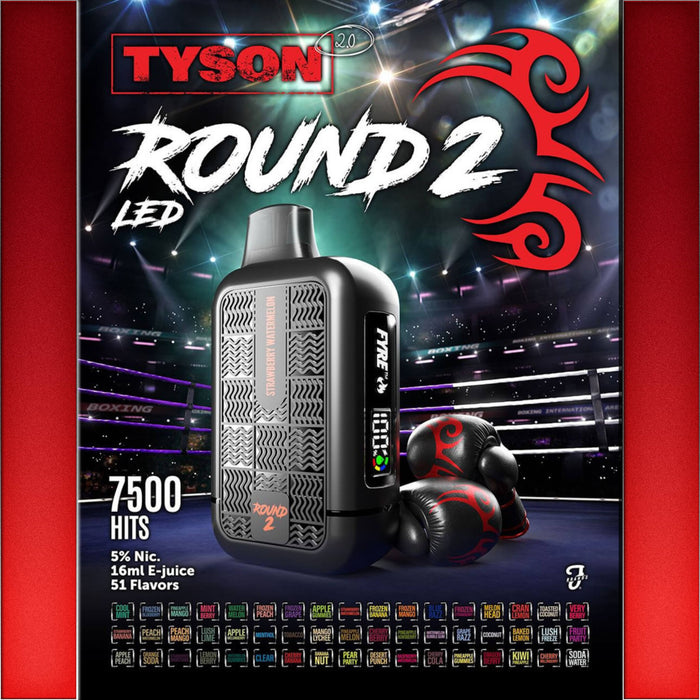 Tyson 2.0 Round 2 7500 Puff Disposable - (10PK) - MN TAX PAID
