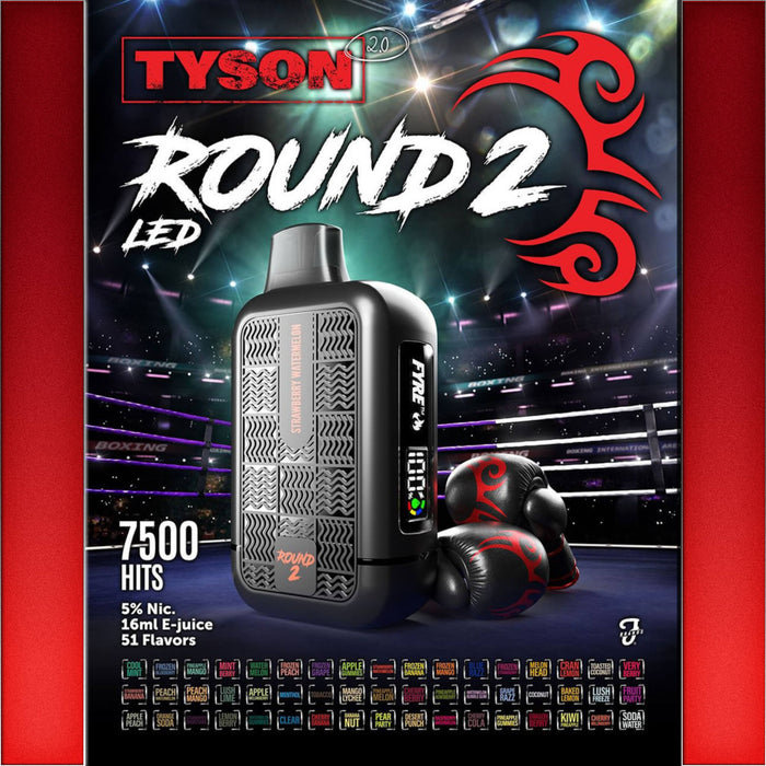 Tyson 2.0 Round 2 7500 Puff Disposable - (10PK) - *Bargain Bin*
