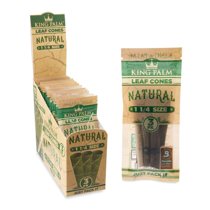 King Palm Natural - 3pk - Pre-Rolled Palm Cones - 15ct Display